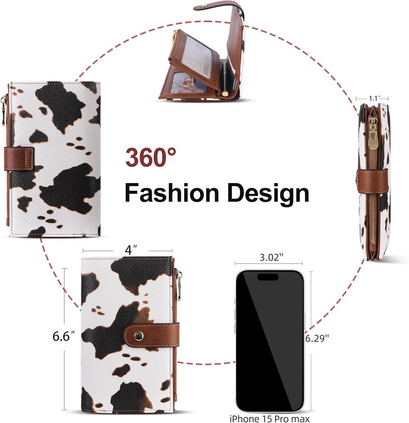 yiijay Wallet Women RFID Blocking Multi Cards Wallet Credit Card Holder for Women Large Capacity Lady Leather Trifold Travel Wallet with Pen Holder - Image 4